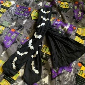 One size fits most black tights with white bats